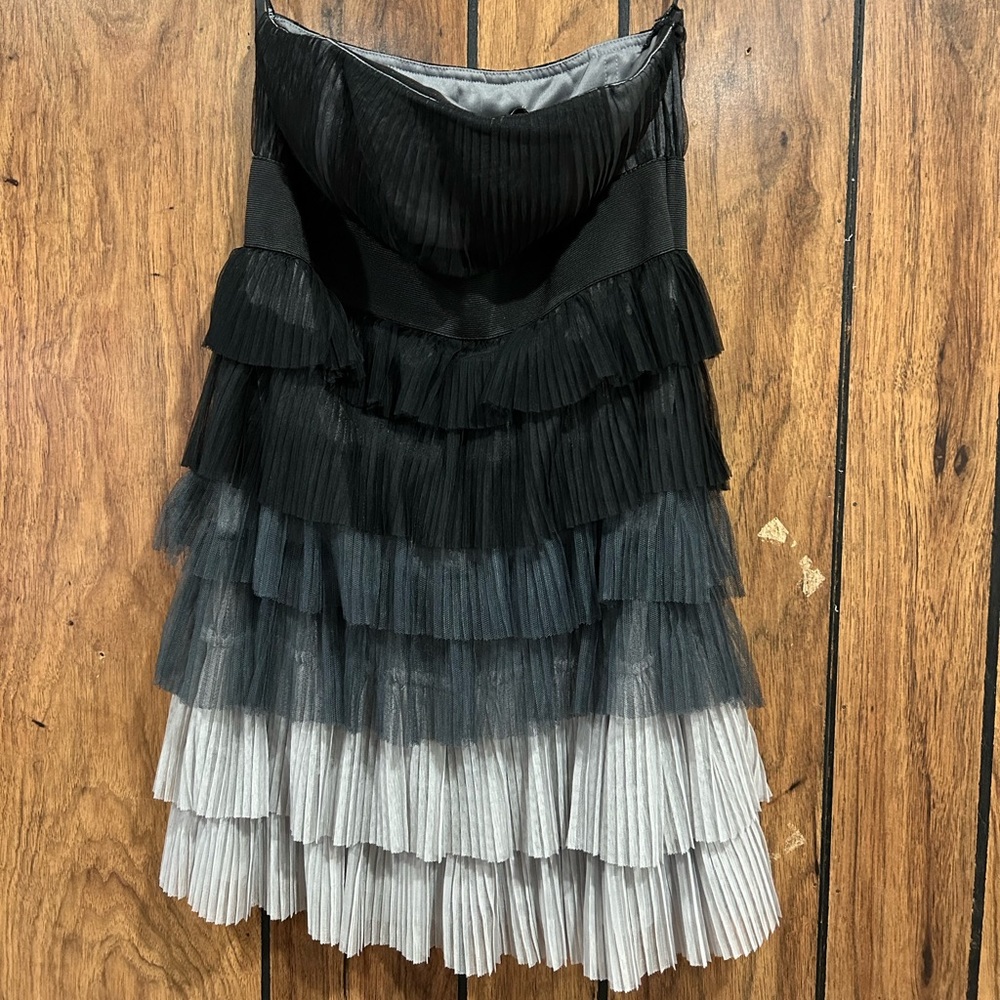 Black and gray Y2K raffle strapless party dress size Small